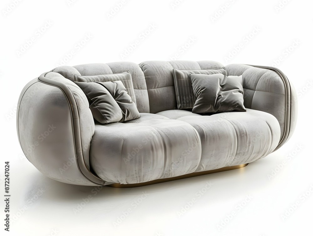 Obraz premium Minimal furniture on living room, simple and minimalistic furniture, furniture on interior design, modern and trendy furniture on empty interior
