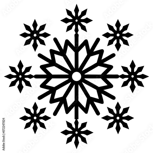Cute snowflakes collection Nice element for Christmas banner, cards. New year ornament silhouette vector art illustration © Merry