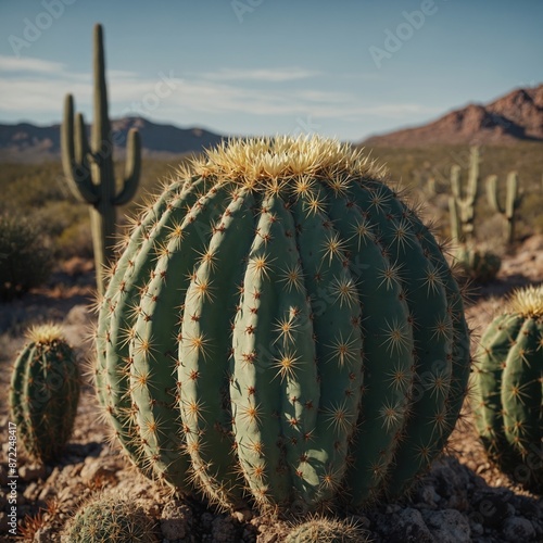 Nature's Masterpiece: The Vibrant Blooms of a Desert Cactus
 photo