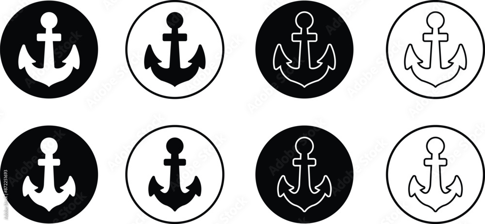 Anchors, Mariner Crosses and Religious Anchors flat or line collection vector models sea nautical ship anchor icons set isolated on transparent background. for design logo, emblem, symbol, sign, badge Anchors, Mariner Crosses and Religious Anchors flat or line collection vector models sea nautical ship anchor icons set isolated on transparent background. for design logo, emblem, symbol, sign, badge