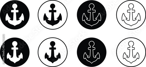 Anchors, Mariner Crosses and Religious Anchors flat or line collection vector models sea nautical ship anchor icons set isolated on transparent background. for design logo, emblem, symbol, sign, badge