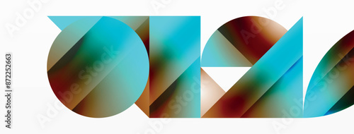 Serene gradient template. Circles and triangles mingle in minimalist perfection. Gentle fusion of forms and hues creates balanced yet captivating backdrop, embodying modern sophistication