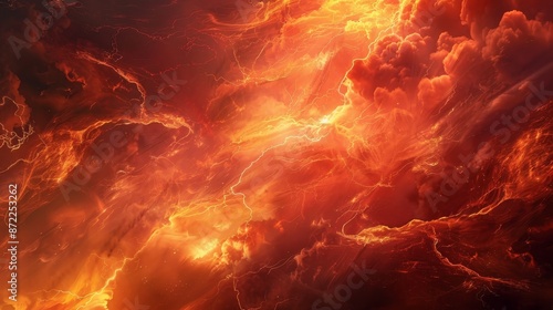 Abstract Fiery Sky with Lig...