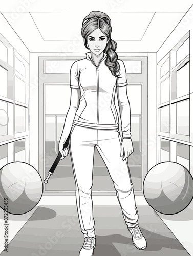 Vector cartoon healthy weight loss girl in gym clothes 