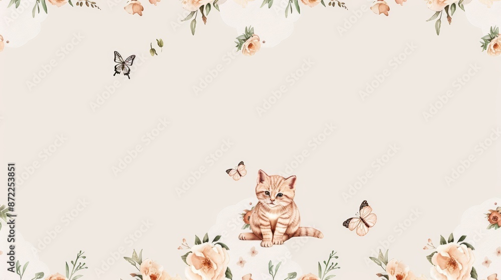 Obraz premium cat among flowers
