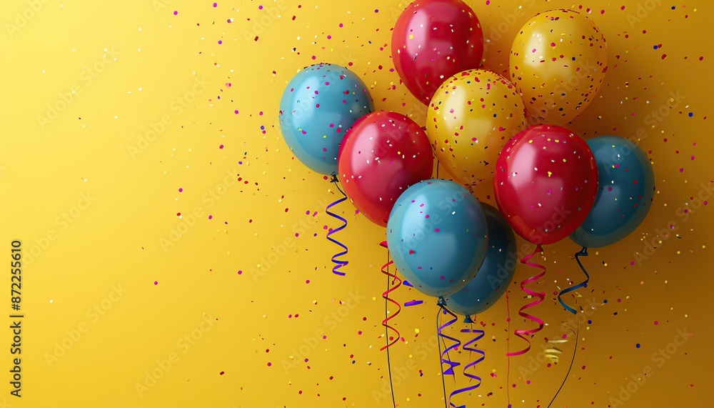 Festive balloons in pink and blue on a golden bokeh background, birthday balloons, greeting balloons Festive balloons in pink and blue on a golden bokeh background, birthday balloons, greeting balloons