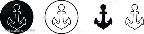 Anchors, Mariner Crosses and Religious Anchors flat or line collection vector models sea nautical ship anchor icons set isolated on transparent background. for design logo, emblem, symbol, sign, badge
