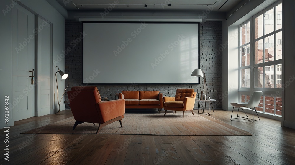 Fototapeta premium Modern interior room with wall design white apartment home blank empty furniture wall background