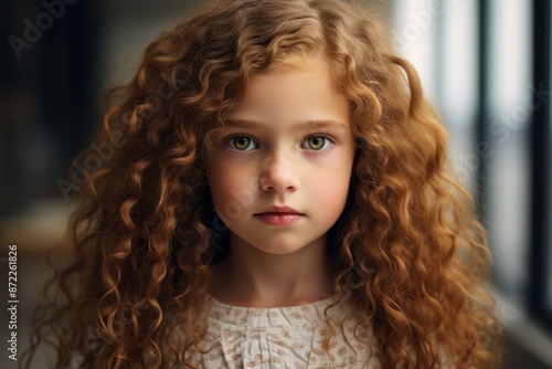 Wallpaper Mural Portrait of a cute little girl with long curly hair. Close-up. Torontodigital.ca