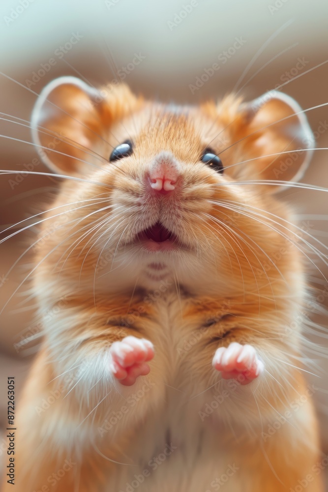 Close-up of a cute mouse standing on hind legs with a blurred background Close-up of a cute mouse standing on hind legs with a blurred background