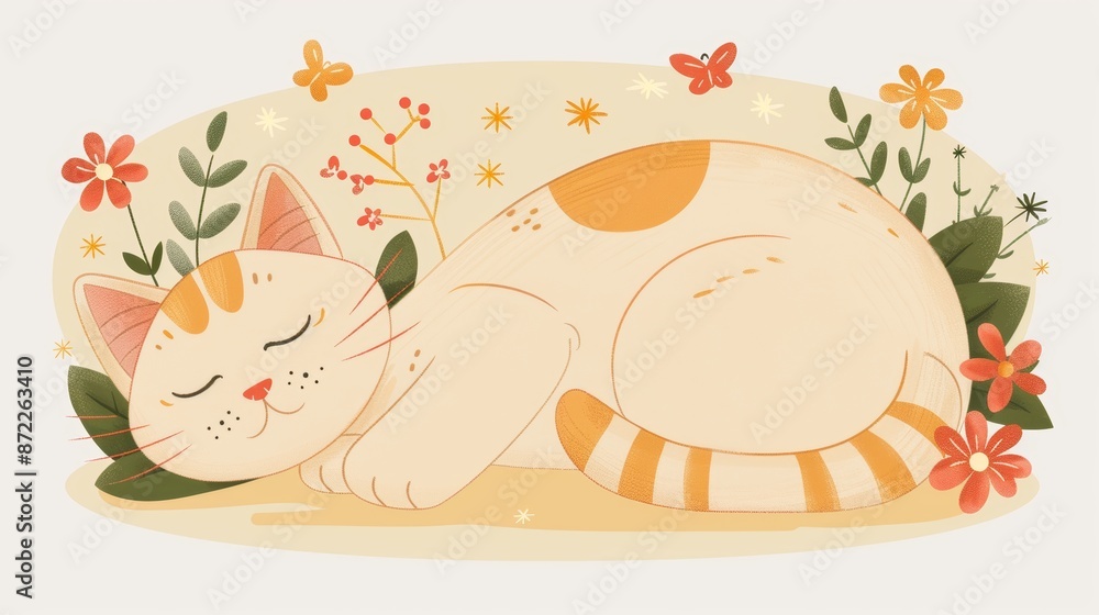 Fototapeta premium cat among flowers