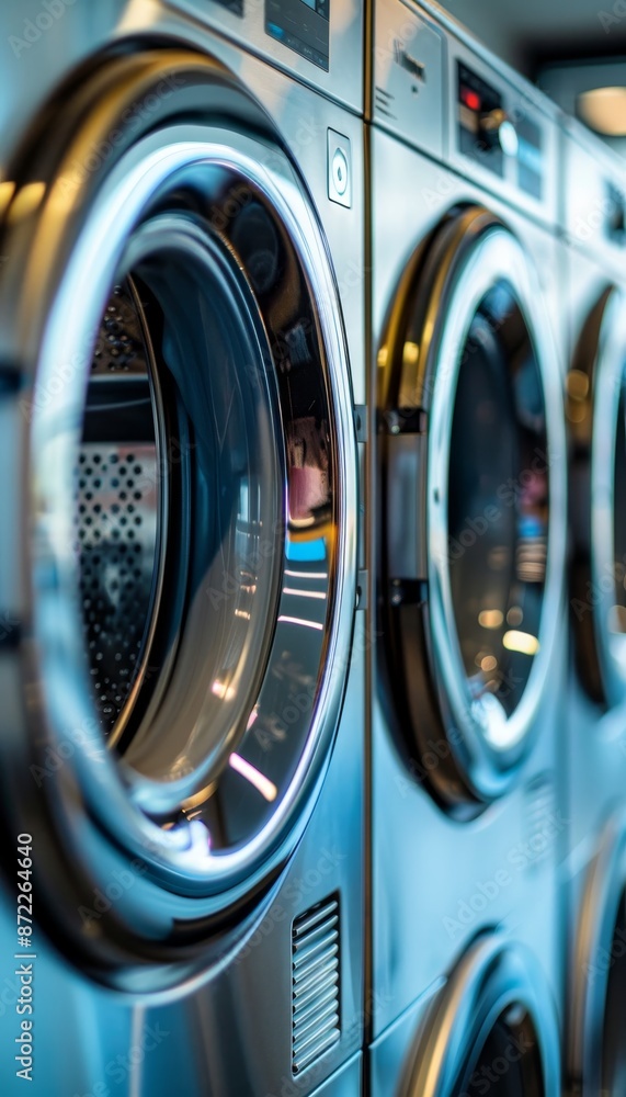 Close up of washing machine with advanced technology controls for efficient laundry management Close up of washing machine with advanced technology controls for efficient laundry management
