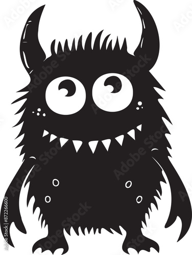 Cute monster silhouette on white background