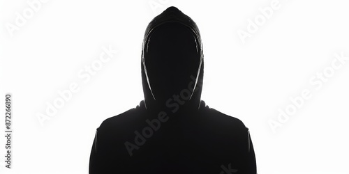 dark silhouette of unrecognizable person isolated on white background