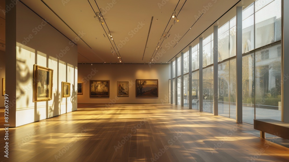 art gallery illuminated by natural light through high-performance windows that filter UV rays to protect valuable artworks while enhancing visitor comfort art gallery illuminated by natural light through high-performance windows that filter UV rays to protect valuable artworks while enhancing visitor comfort