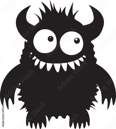 Cute monster silhouette on white background