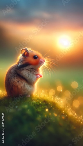 Hamster im Sonnenuntergang