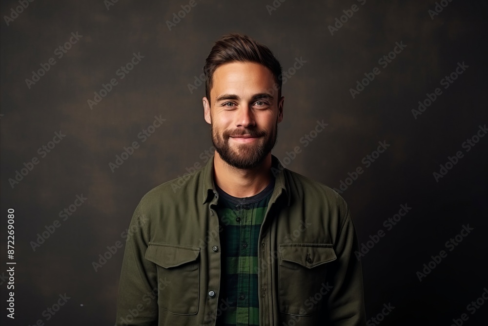Obraz premium Portrait of a handsome man over dark background. Men's beauty, fashion.