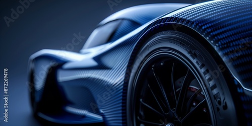 Wallpaper Mural Photography of a close-up shot of a blue carbon fiber car highlighting its sleek design and curved edges, perfect for automotive enthusiasts. Torontodigital.ca