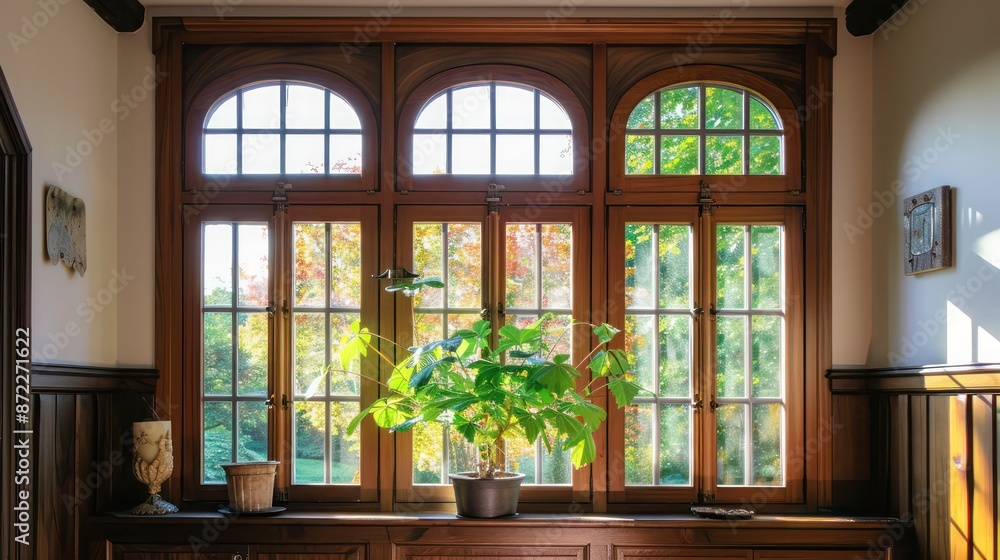 energy-efficient window set in a historic renovation, demonstrating the blend of traditional aesthetics with modern technology for energy savings energy-efficient window set in a historic renovation, demonstrating the blend of traditional aesthetics with modern technology for energy savings