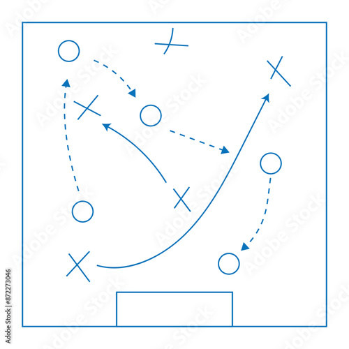 Sports tactics and strategy. Scheme of movement of team player. soccer tactic icon for football strategy. Eps 10.