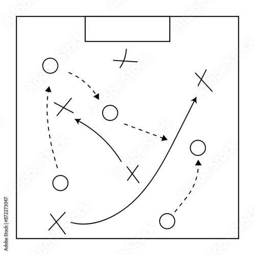 Sports tactics and strategy. Scheme of movement of team player. soccer tactic icon. Eps 10.