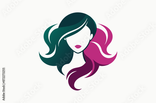 woman with hair style vector logo icon