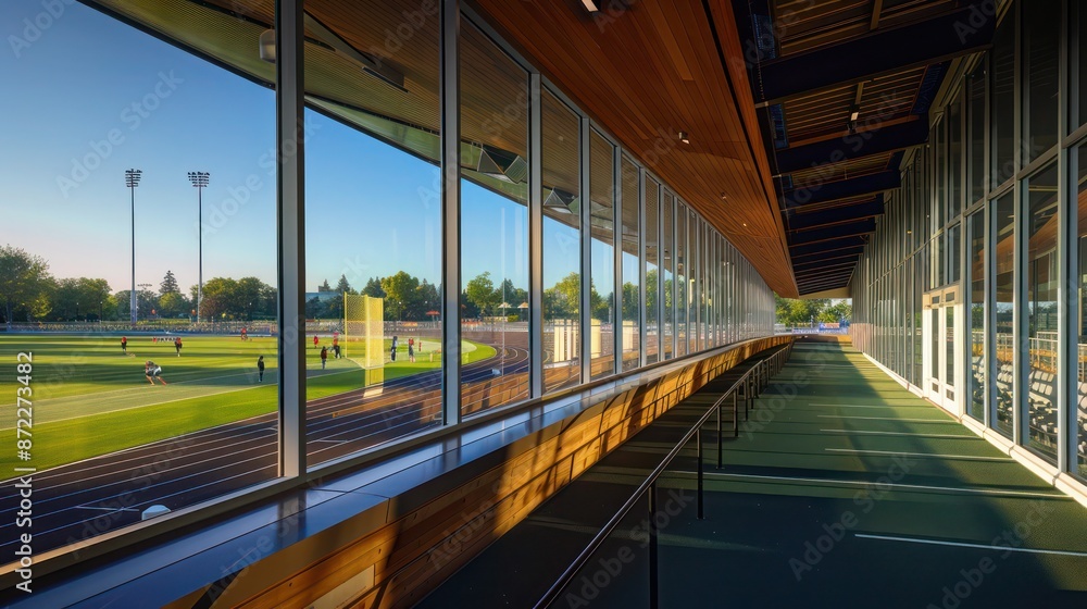Obraz premium outdoor sports facility with energy-efficient windows in its viewing areas, providing spectators with comfort and clear views regardless of weather conditions
