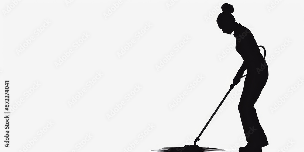 unrecognizable cleaner silhouette on isolated white background . unrecognizable cleaner silhouette on isolated white background .