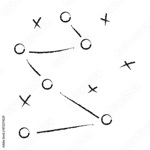 Sports tactics and strategy. Scheme of movement of team player. soccer tactic icon. Eps 10.