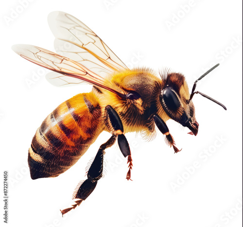 Abeja o avispa amarilla y negro, en fondo transparente