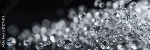 Contemporary 3D art small white diamonds tumbling against