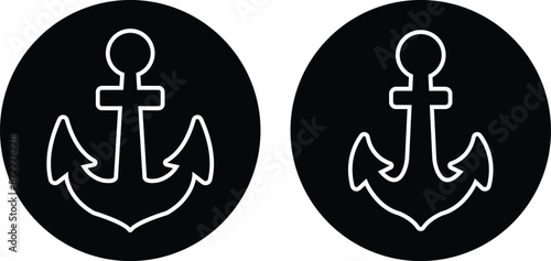 Anchors, Mariner Crosses and Religious Anchors flat or line collection vector models sea nautical ship anchor icons set isolated on transparent background. for design logo, emblem, symbol, sign, badge
