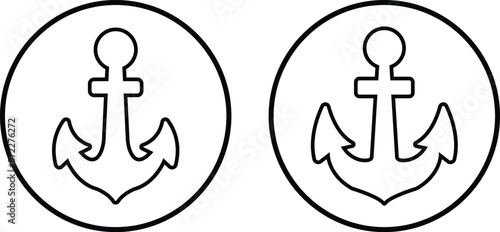 Anchors, Mariner Crosses and Religious Anchors flat or line collection vector models sea nautical ship anchor icons set isolated on transparent background. for design logo, emblem, symbol, sign, badge