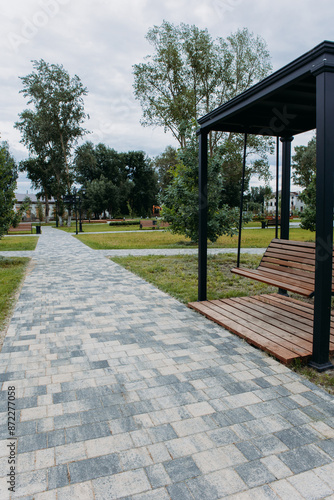 grass, path, road, stone, park, walkway, sidewalk, brick, pavement, pathway, landscape, nature, concrete, texture, paving, summer, street, tree, tobolsk photo