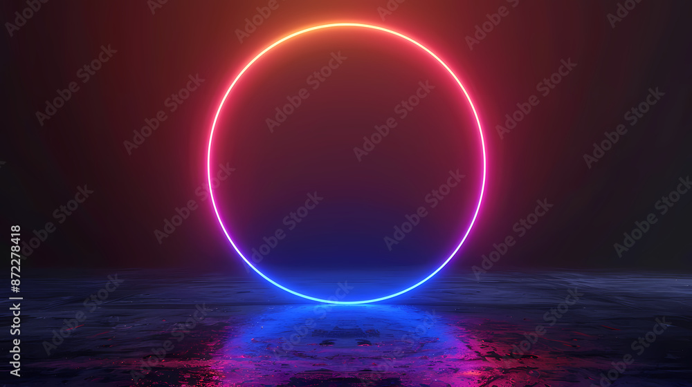 Abstract neon background with a glowing circular frame in the middle Abstract neon background with a glowing circular frame in the middle