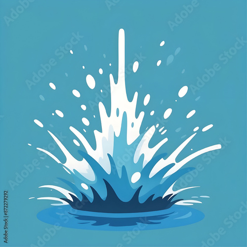 Aquatic Burst: A vibrant, cartoon splash of water erupts against a blue backdrop, capturing the energy and movement of a refreshing splash. 
