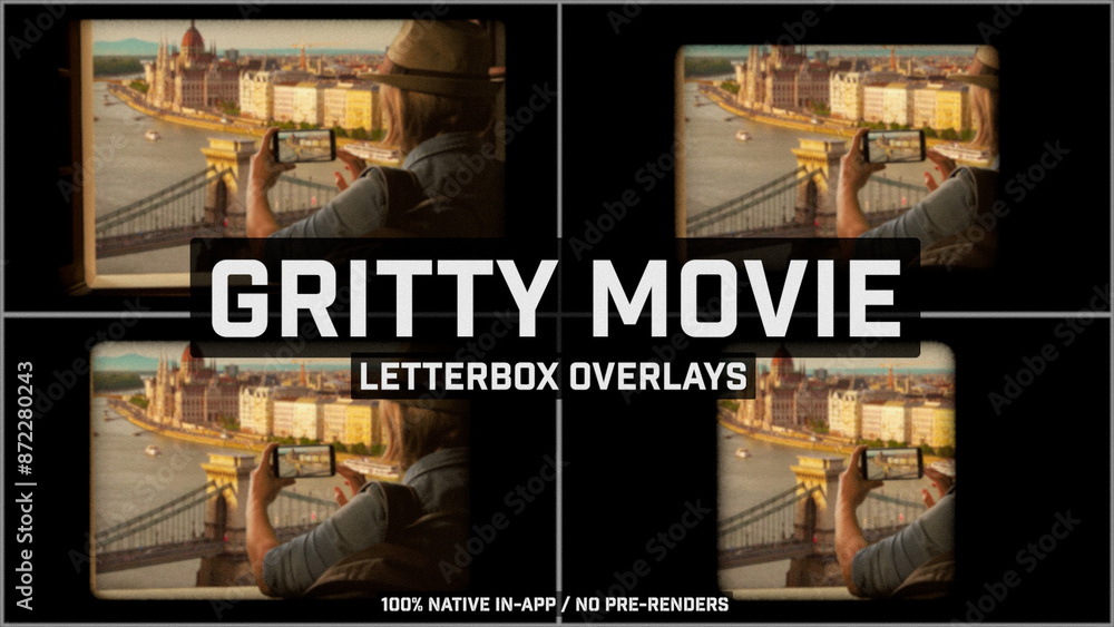 Gritty Movie LetterBox Overlays Stock Template | Adobe Stock