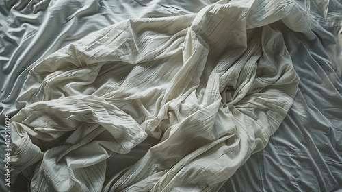 Wrinkled White Bed Sheet Te...