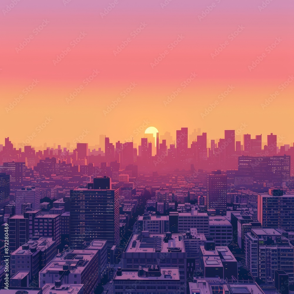 Fototapeta premium Glowing Cityscape: Real Estate Website Background