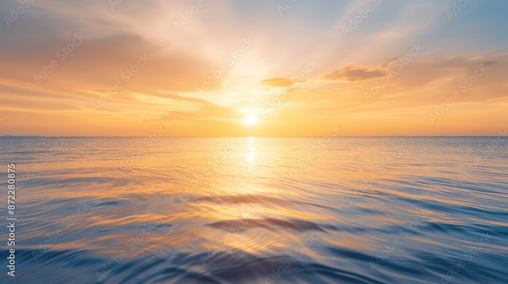 Serene Sunset Over Ocean with Reflective Waves and Birds in Flight Serene Sunset Over Ocean with Reflective Waves and Birds in Flight