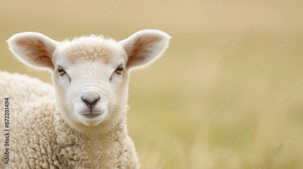 Fototapeta premium Baby Lamb Playing in Sunshine with Protective Mother