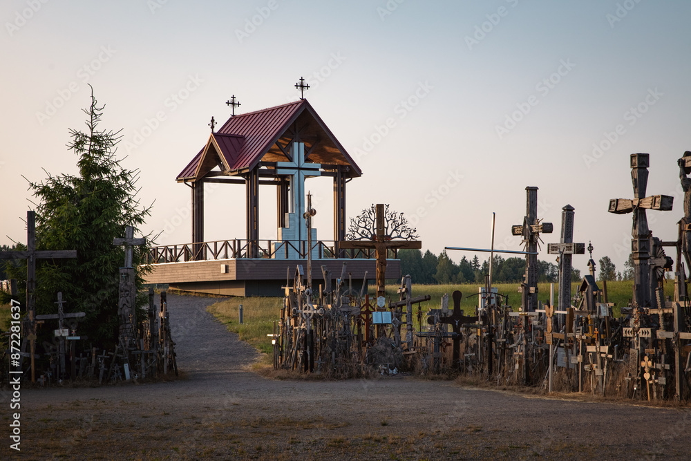 The Crucifixion of Chris at the Hill of Crosses in Siauliai, Lithuania. Hill of Crosses is a unique monument of history and religious folk art The Crucifixion of Chris at the Hill of Crosses in Siauliai, Lithuania. Hill of Crosses is a unique monument of history and religious folk art