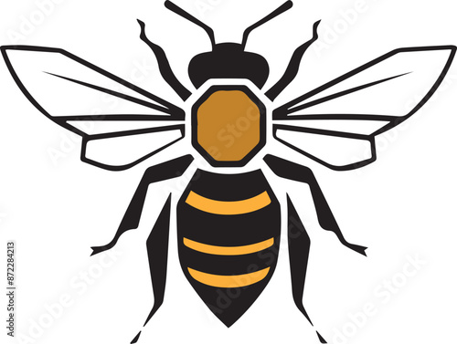Bee silhouette black vector flat illustration. Honey Bee icon, honey bee silhouette on white background.  black and white, silhouette bee collection. Vector illustration for drawing.