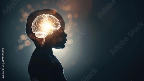 Silhouette of an Infant with a Glowing Brain, Highlighting Early Neural Development