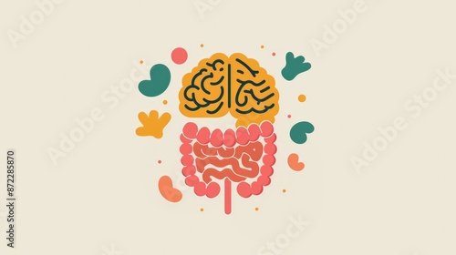 Minimalist Illustration of Gut-Brain Connection