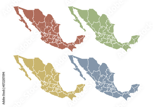 Mapa de Méjico rojo, verde, amarillo y azul