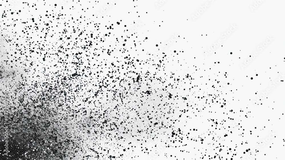 Fototapeta premium Dotwork abstract background, black grain texture, isolated on white background