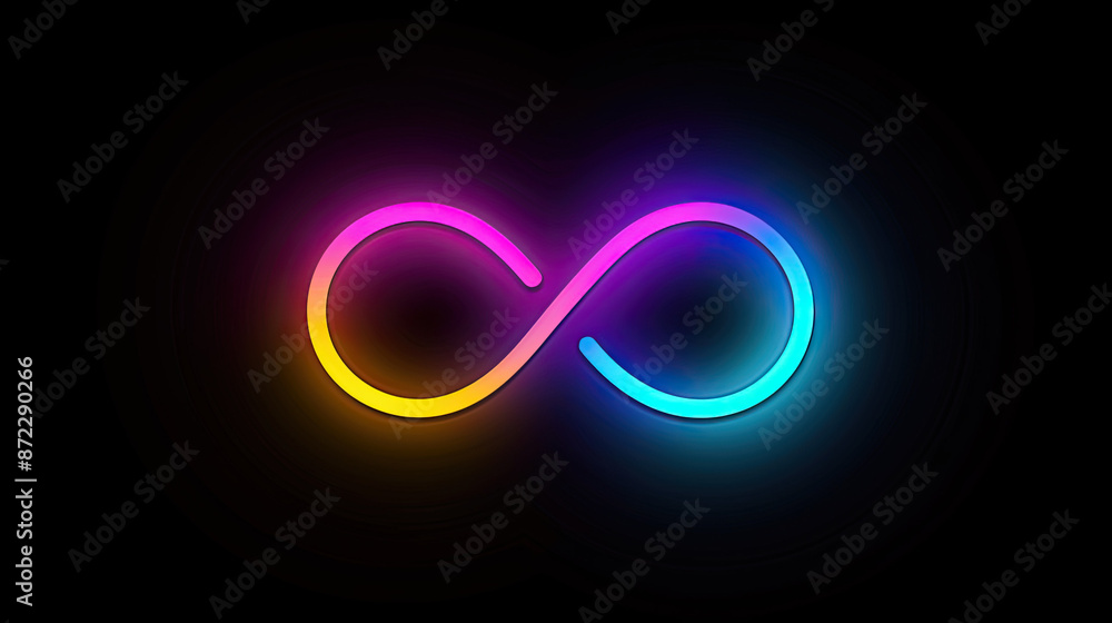 Infinity icon. Neon light. Colorful loop. isolated on black background Infinity icon. Neon light. Colorful loop. isolated on black background