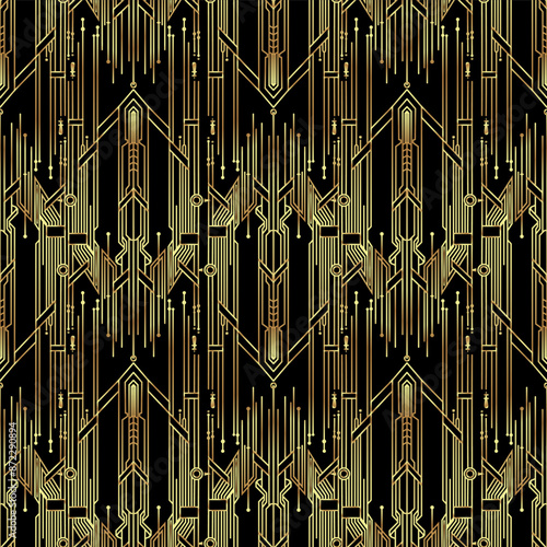 Vector modern geometric tiles pattern in art deco style. Abstract roaring twe...